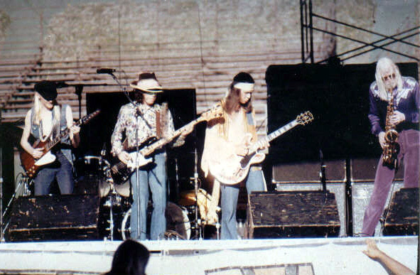 Photos taken during the 1976 Together tour, showing Johnny & Edgar Winter together with their band-members live on stage.